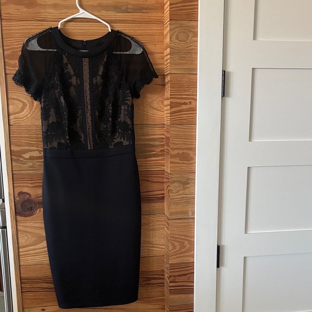 Tadashi Shoji Black Lace Midi Dress